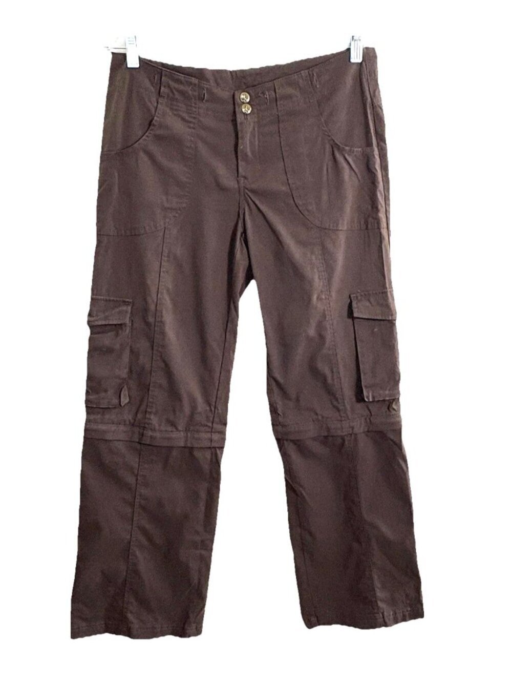 PRANA Women Convertible‎ Cargo Pants to Shorts Sz 8 Brown Hiking Outdoors 1-46